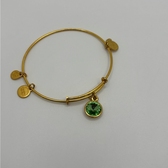 Alex and Ani Gold Bracelet with Green Charm - Picture 1 of 2